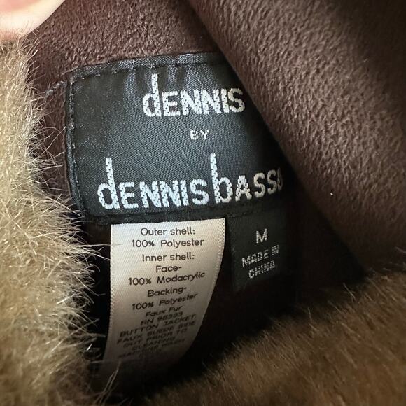 Dennis Basso Reversible Faux Suede and Fur Hooded Coat Brown M - Picture 5 of 14
